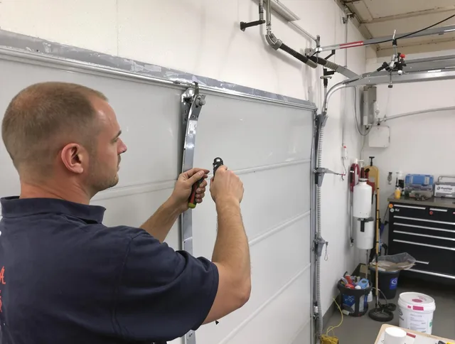 Before and after garage door dent repair by Wilton Garage Door Repair in Wilton