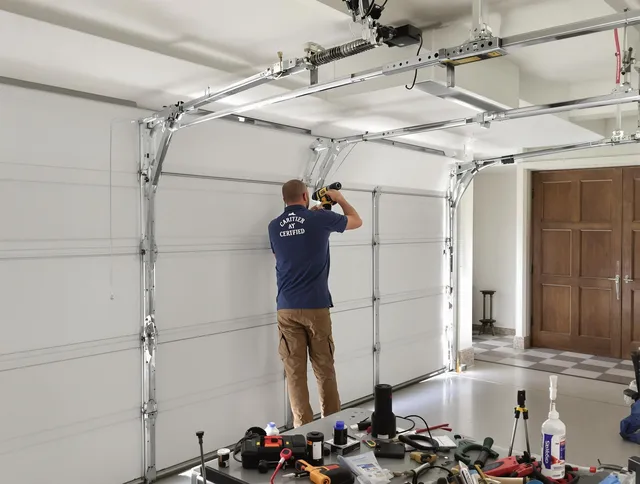 Wilton Garage Door Repair certified technician performing precision garage door repair in Wilton