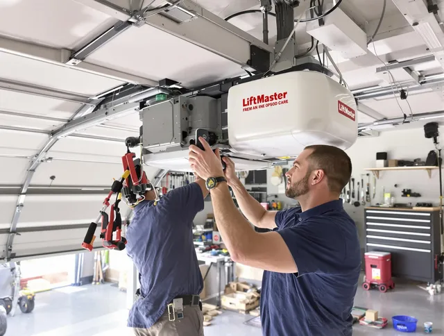 Wilton Garage Door Repair technician performing advanced diagnostics on garage opener in Wilton
