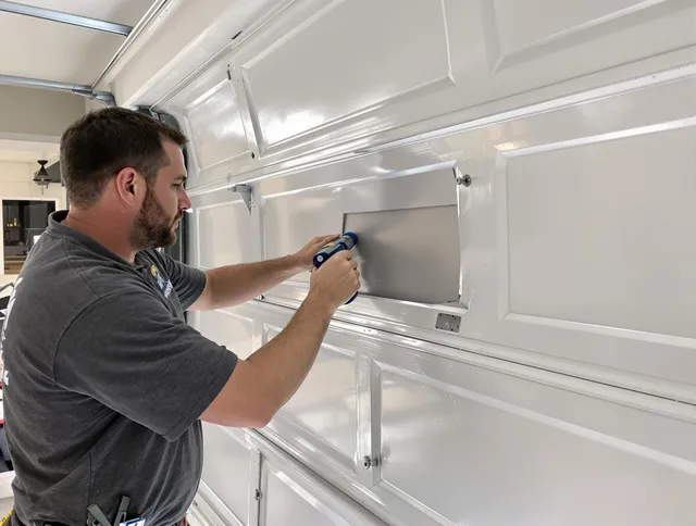 Garage door panel repair by Wilton Garage Door Repair in Wilton
